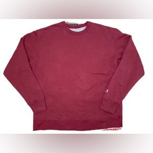 Mens Champion Crewneck Sweatshirt Burgundy XL Embroidered Logo pullover.
